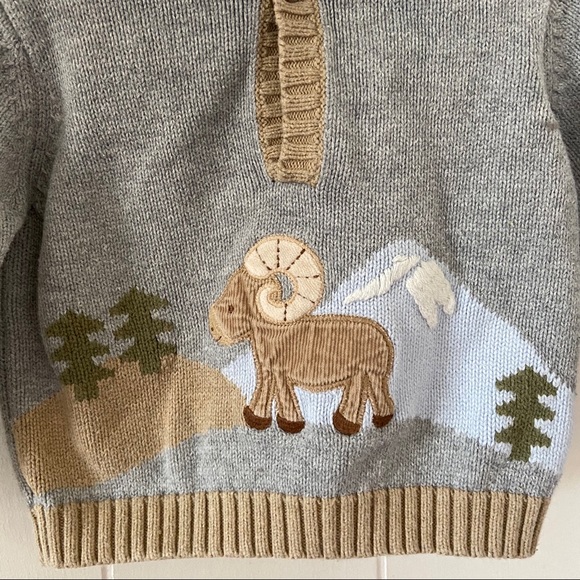 Gymboree • Grey Ram Knit Hooded Sweater - Picture 2 of 5